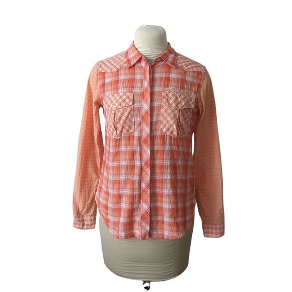 Scotch & Soda Maison Scotch Orange Plaid Shirt - Picture 2 of 7